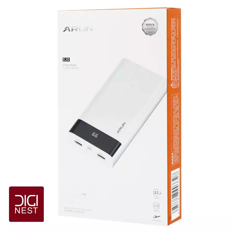 پاوربانک آرون ARUN POWERBANK مدل E20 ظرفیت 20000 میلی آمپر
