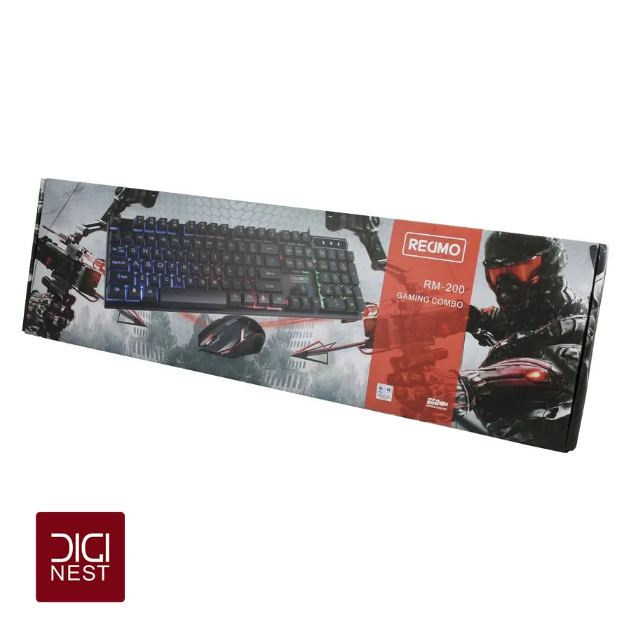 کیبورد و ماوس سیمی RGB رسیمو RM200