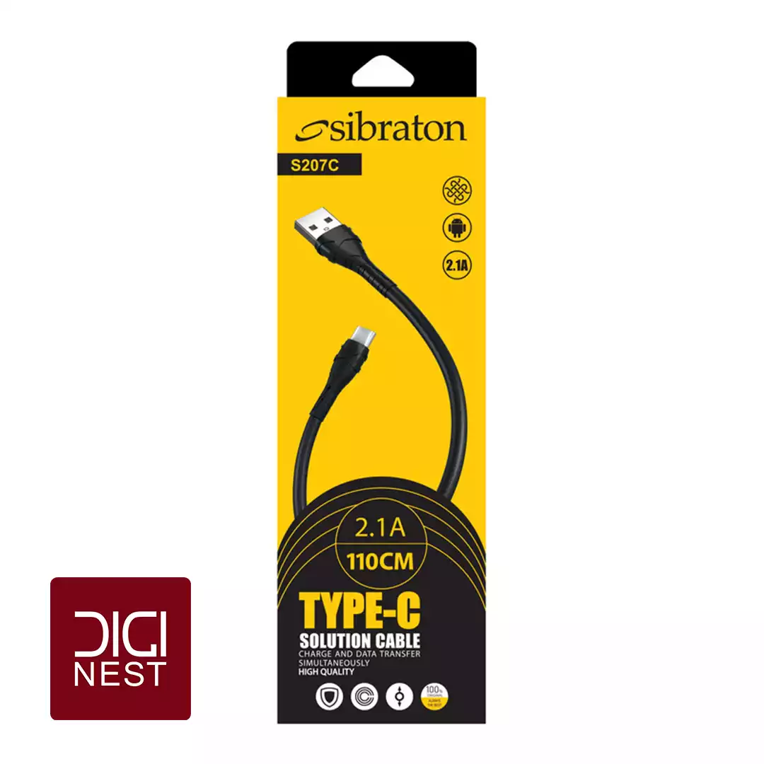 کابل تبدیل USB به USB-C سیبراتون مدل S207C طول 1.1 متر