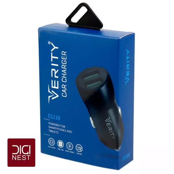 شارژر فندکی Verity C1118 2.4A 12W + کابل میکرو یو اس بی