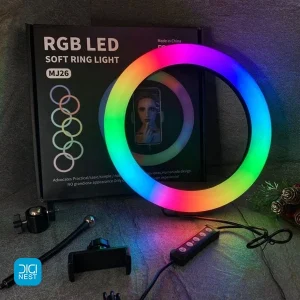 رینگ لایت مدل mj26 RGB سایز 10 اینچ