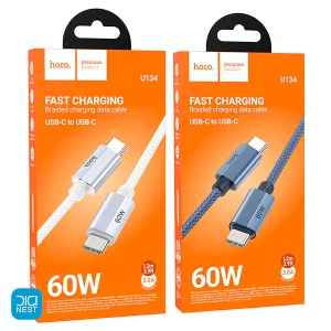 کابل تبدیل USB-C هوکو مدل U134 60W طول 1.2 متر 60 وات