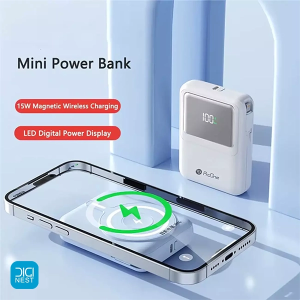 خرید و قیمت پاوربانک پرووان مدل PPB5116 ظرفیت 10000mAh با شارژر وایرلس - مگ سیف دار برای آیفون و سامسونگ ProOne