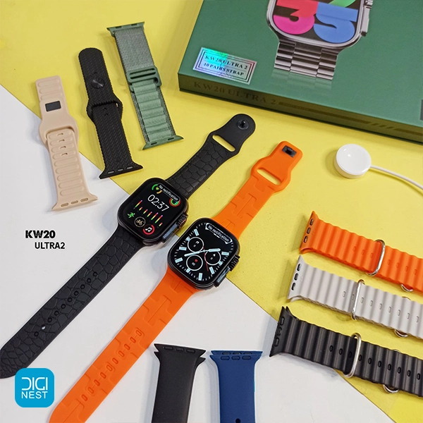خرید و قیمت ساعت هوشمند اولترا مدل KW20 Ultra 2 با 10 بند - طرح اپل واچ اولترا با قیمت اقتصادی و مناسب