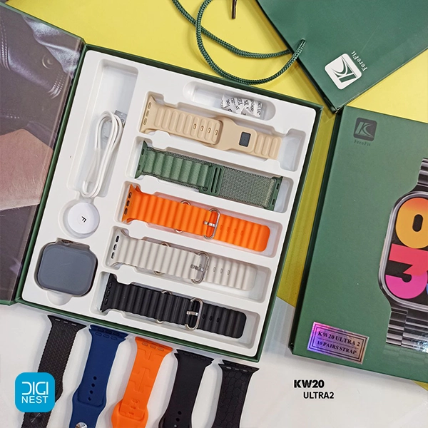 خرید و قیمت ساعت هوشمند اولترا مدل KW20 Ultra 2 با 10 بند - طرح اپل واچ اولترا با قیمت اقتصادی و مناسب