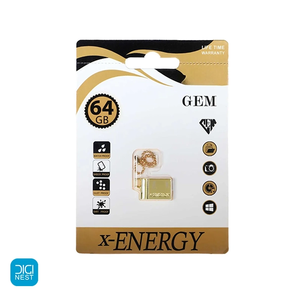 خرید و قیمت فلش مموری ایکس انرژی مدل GEM USB2.0 ظرفیت 64 گیگابایت X energy طلایی یو اس بی 2