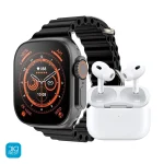 خرید و قیمت پک ساعت هوشمند طرح اولترا و ایرپاد keqiwear KW56 Ultra 3 با هفت بند و قیمت مناسب
