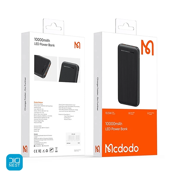 خرید و قیمت پاور بانک مک دودو MC-463 10W ظرفیت 10000 میلی آمپر ساعت با قیمت مناسب