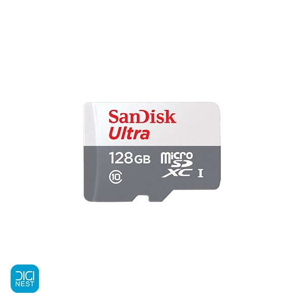خرید و قیمت کارت حافظه 128 گیگ سن دیسک microSDXC مدل Ultra کلاس 10 استاندارد UHS-I U1 سرعت 100MBps