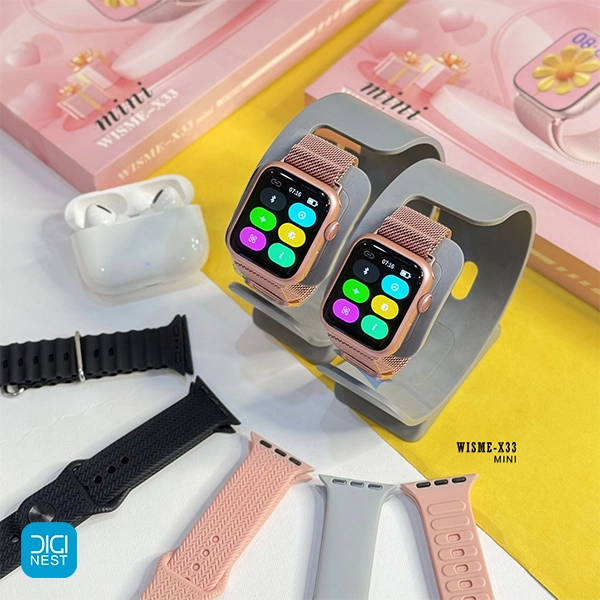 خرید و قیمت پک ساعت هوشمند و ایرپاد ویزمی مدل WISME X33 mini طرح اپل