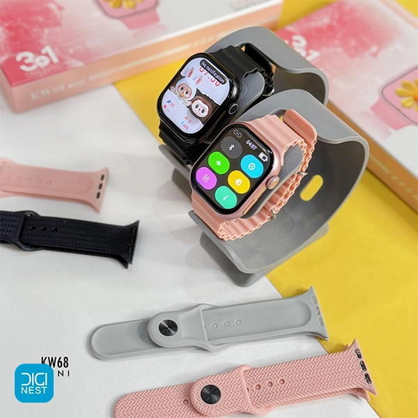 خرید و قیمت ساعت هوشمند کیکی ویر مدل Keqiwear KW68 mini با سه بند