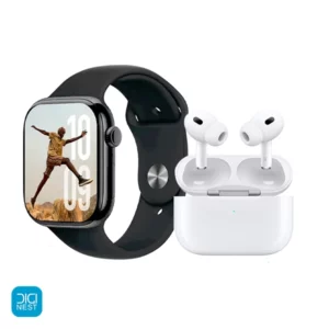 خرید و قیمت پک ساعت هوشمند طرح اپل و ایرپاد Keqiwear مدل KW55 Max با 7 بند جذاب